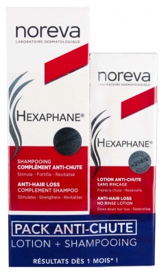 Noreva Hexaphane Shampooing Complément Anti-Chute Stimule et Fortifie 250 ml + Lotion Anti-Chute Cuirs Chevelu Snesibles 60 ml