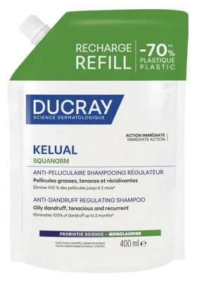 Ducray Kelual Shampoing Anti-Pelliculaire Régulateur Pellicules Grasses Recharge 400 ml 