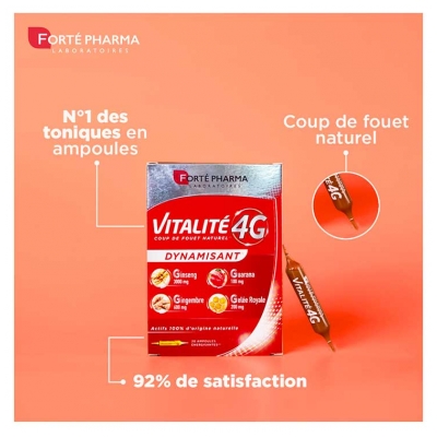 Forté Pharma Vitalité 4 g Dynamisant - Booster d'Énergie - 20 Ampoules