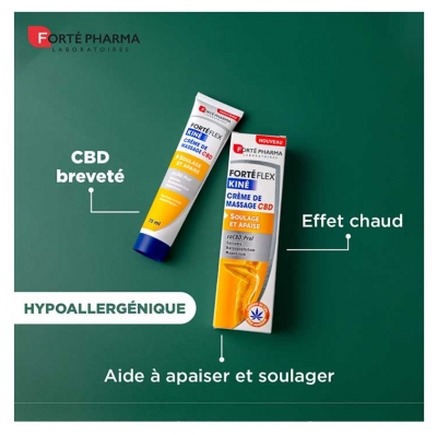 Forté Pharma Forte Flex Kiné Crème de Massage Cbd - Soulage et Apaise les Douleurs Musculaires - Tube 75 ml