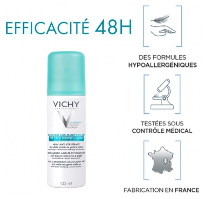 Vichy Déodorant Anti-Transpirant Anti-Traces 48H Lot de 2 x 125 ml