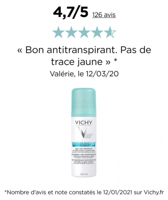 Vichy Déodorant Anti-Transpirant Anti-Traces 48H Lot de 2 x 125 ml
