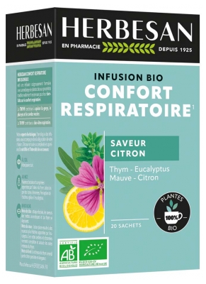 Herbesan Infusion Respiratoire Saveur Citron Bio 20 Sachets