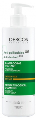 Vichy Dercos Shampoing Traitant Antipelliculaire Cheveux Secs Cuir Chevelu Sensible 390 ml