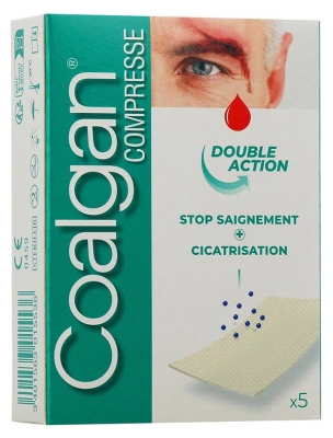 Coalgan Compresse Stop Saignement & Cicatrisation 5 Compresses Stériles