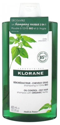 Klorane Shampoing Bio à l'Ortie Cheveux Gras 400 ml + Masque 2en1 à l'Ortie et Argile 3 g