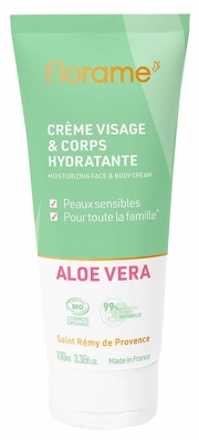 Florame Crème Visage & Corps Hydratante Peaux Sensibles Aloé Vera Bio 100 ml