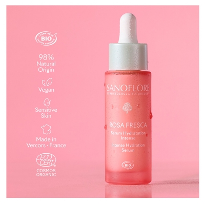 Sanoflore Rosa Fresca Sérum Hydratation Intense Nourrissante Bio 30 ml