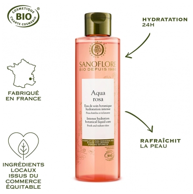 Sanoflore Rosa Fresca Aqua Hydratation Intense Peau Éclatante Bio 200 ml