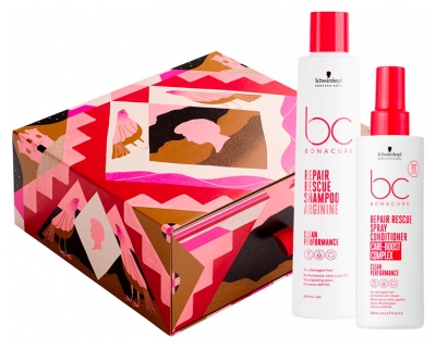Schwarzkopf Coffret Bonacure Shampoing Repair Rescue Cheveux Abîmés 250 ml + Spray Brume Repair Rescue Cheveux Abîmés 200 ml