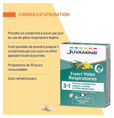 Juvamine Expert Voies Respiratoires 3en1 30 Unités à Sucer 