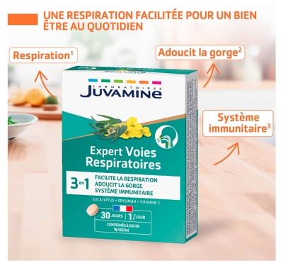 Juvamine Expert Voies Respiratoires 3en1 30 Unités à Sucer 
