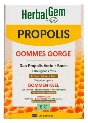 HerbalGem Gorge Duo Propolis Verte et Brune Bio 24 Gommes