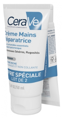 CeraVe Crème Mains Réparatrice Sans Parfum Lot de 2 x 50 ml
