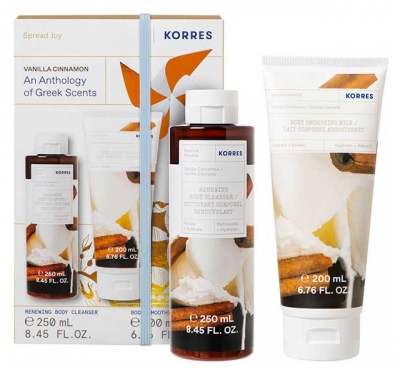 Korres Gel Douche Nettoyant Corporel Vanille Cannelle 250 ml + Lait Corps Adoucissant Vanille Cannelle 200 ml 