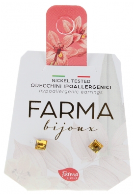 Farma Bijoux Boucles d'Oreilles Hypoallergéniques Carré Light Topaz 4 mm Peaux Sensibles