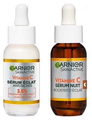 Garnier SkinActive Vitamine C Sérum Éclat et Anti Taches 30 ML + Sérum Nuit Vitamine C Booster d'Éclat 30 ml
