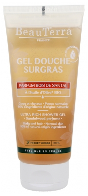BeauTerra Gel Douche Surgras 2en1 Parfum Bois de Santal 100 ml