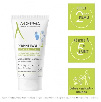 A-DERMA Dermalibour+ Crème Isolante Apaisante pour les Mains 50 ml