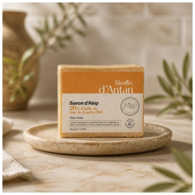 Recettes d'Antan Authentique Savon d'Alep 20% Visage et Corps 200 g