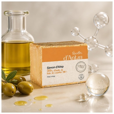 Recettes d'Antan Authentique Savon d'Alep 20% Visage et Corps 200 g