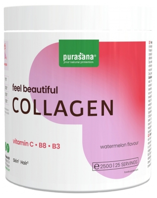 Purasana Feel Beautiful Poudre de Collagène - Pastèque 250 g