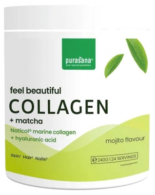 Purasana Feel Beautiful Collagène + Matcha Saveur Mojito 240 g