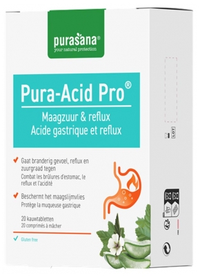 Purasana Pura-Acid Pro Acide Gastrique et Reflux 20 Comprimés à Mâcher 