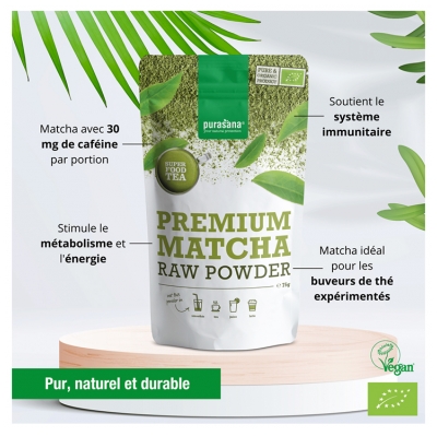 Purasana Super Food Tea Matcha Premium en Poudre Bio 75 g