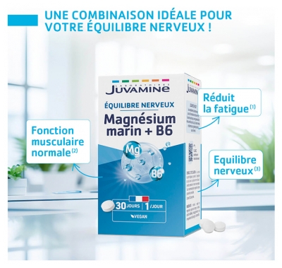 Juvamine Magnésium Marin Vitamine B6 Équilibre Nerveux 30 Comprimés