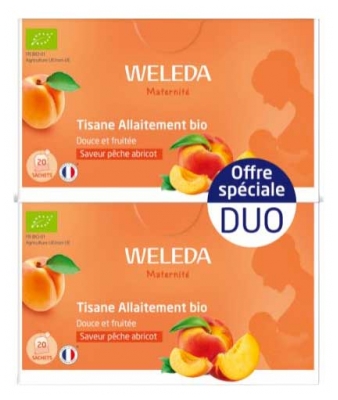 Weleda Tisane Allaitement Douce et Fruitée Pêche Abricot Bio Lot de 2 x 20 Sachets