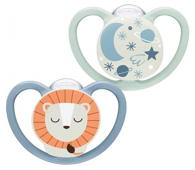 Nuk 2 Sucettes Space Nuit 0-6M Mouton/Ciel
