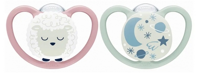 Nuk 2 Sucettes Space Nuit 0-6M Mouton/Ciel