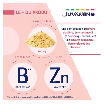 Juvamine Levure de Bière Peaux & Cheveux 50 Comprimés