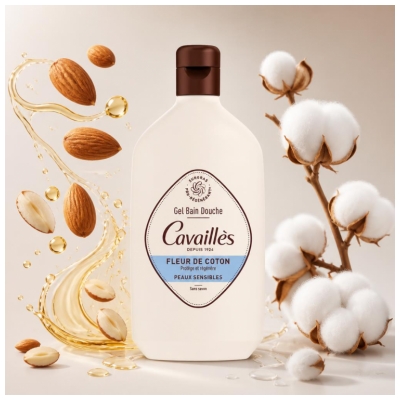 Cavaillès Gel Bain et Douche Fleur de Coton Peaux Sensibles 400 ml