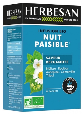 Herbesan Infusion Nuit Paisible Saveur Bergamote Bio 20 Sachets