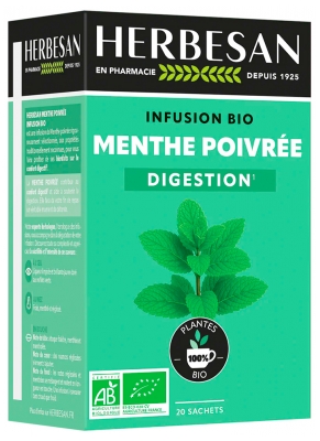 Herbesan Infusion Menthe Poivrée Confort Digestif Bio 20 Sachets