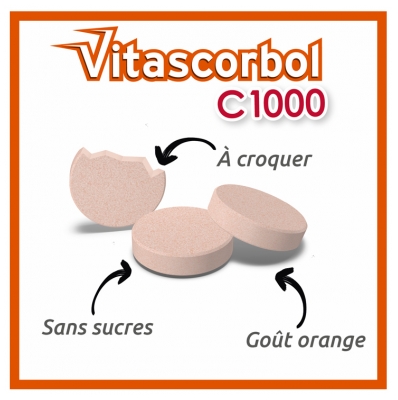 Vitascorbol C1000 à Croquer - Complément Alimentaire Vitamine C - 20 Comprimés