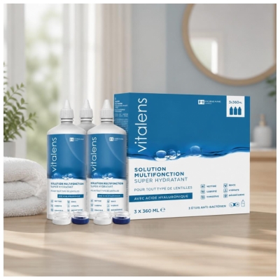 Vitalens Solution Multifonction Pour l'Entretien des Lentilles de Contact 3 x 360 ml