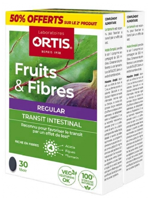 Ortis Fruits & Fibres Regular Transit Intestinal 2 Mois 2 x 30 Comprimés