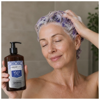 Arganicare Silver Line Shampoing Violet pour Cheveux Blonds 400 ml