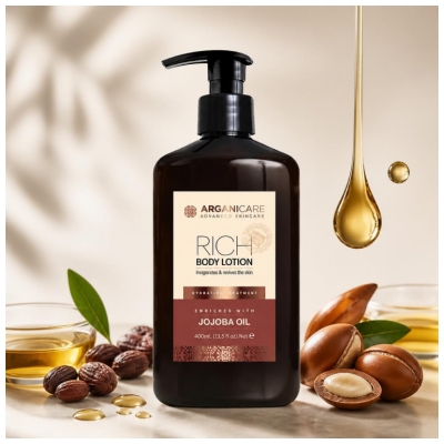 Arganicare Rich Lotion Corps Hydratante Huile de Jojoba 400 ml