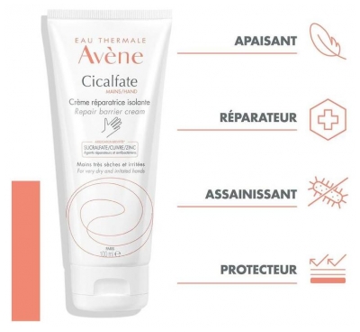 Avène Cicalfate Eau Thermale - - Mains Crème Réparatrice Isolante - Peaux Trèsèches Gercées et Fendillées 100 ml