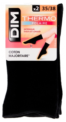 DIM Chaussettes Thermo Polaire Noires 2 Unités - Taille : 35/38