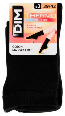 DIM Chaussettes Thermo Polaire Noires 2 Unités - Taille : 39/42