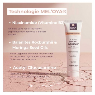 In'Oya Mel'Oya et H2'Oya Mon Soin Unifiant pour les Peaux Noires & Mates Normales à Sèches 50 ml
