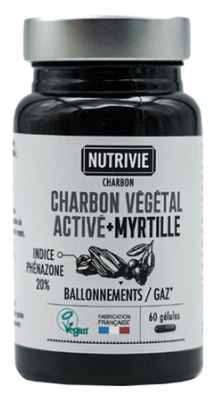 Nutrivie Charbon Végétal Activé + Myrtille Ballonnements & Gaz 60 Gélules
