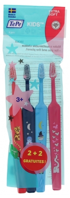 TePe Kids 4 Brosses à Dents Extra-Soft dont 2 Offertes 