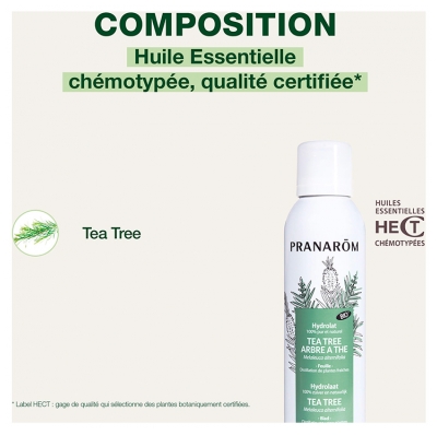Pranarôm Hydrolat Arbre à Thé Bio Assainissant Melaleuca Alternifolia Distillation de Plantes Fraîches 150 ml