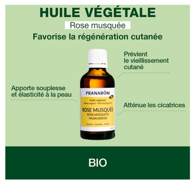 Pranarôm Huile Végétale de Rose Musquée Bio Huile Précieuse Riche en Omégas 3 50 ml